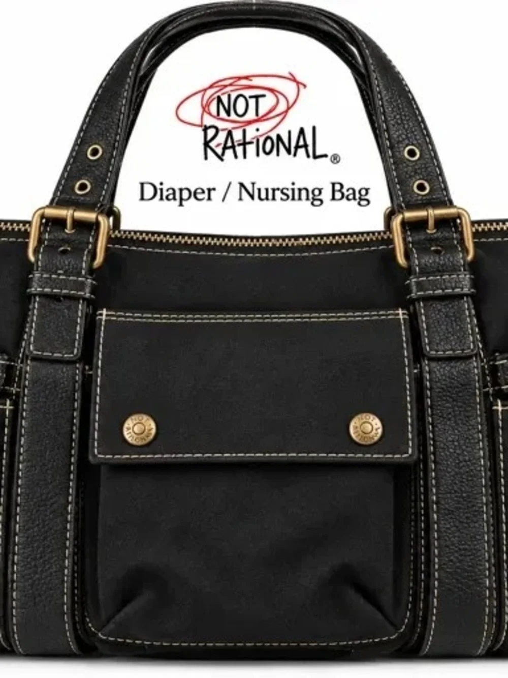 Not Rational Nursing Black Tote Bag with Gold Hardware